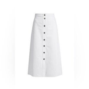M.I.H. Jeans Bell A-Line White Denim Midi Skirt Buttons Small